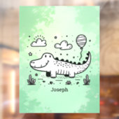 風船を持つ幸せなワニ - かわいいベビーアート ウィンドウサイン (シート2)