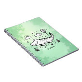 風船を持つ幸せなワニ - かわいいベビーアート ノートブック (右側)