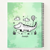 風船を持つ幸せなワニ - かわいいベビーアート ノートブック (裏面)