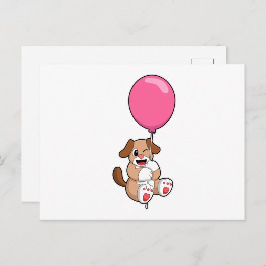 風船を持つ犬 ポストカード (正面/裏面)