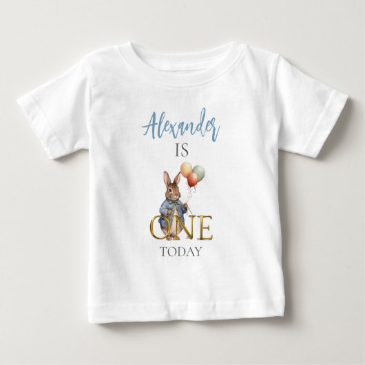 風船を持つ賢いうさぎ ベビーTシャツ (正面)