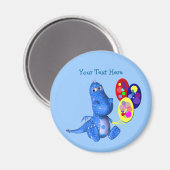 風船を持つ青いドラゴンかわいい磁石 マグネット (正面/裏面)