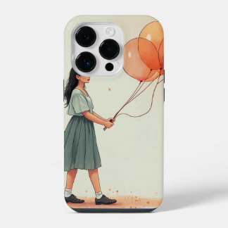 風船を持つ韓国風の少女 iPhone 14 PROケース