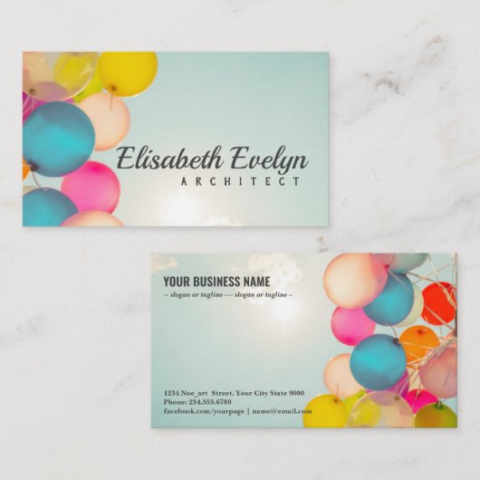 風船を持多色のつ手 名刺 (正面/裏面)