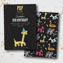 風船アニマル きりん 子供の誕生日パーティーテーマ 招待状