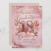 風船カスタマイズ花卒業式18誕生日 招待状 (正面/裏面)