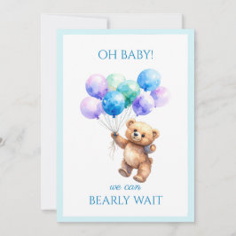 風船カスタムを保持するベア 招待状