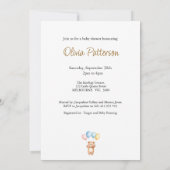 風船カスタムを保持するベア 招待状 (裏面)