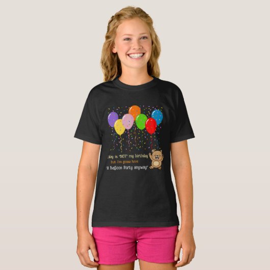 風船カラフルとハッピーベア Tシャツ (正面フル)