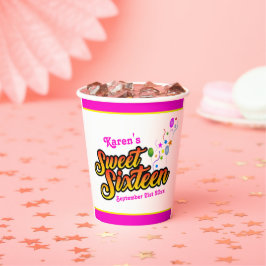 風船カラフルと吹き流しを持つSweet sixteen 紙コップ