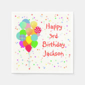 風船カラフルと紙吹雪の子誕生日 スタンダードカクテルナプキン (正面)