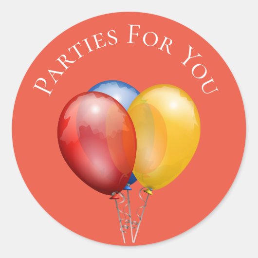 風船カラフルパーティー事業ブランディング ラウンドシール (正面)