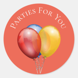 風船カラフルパーティー事業ブランディング ラウンドシール