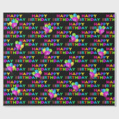 風船カラフル付ハッピーバースデー文字 ラッピングペーパー (フラット)