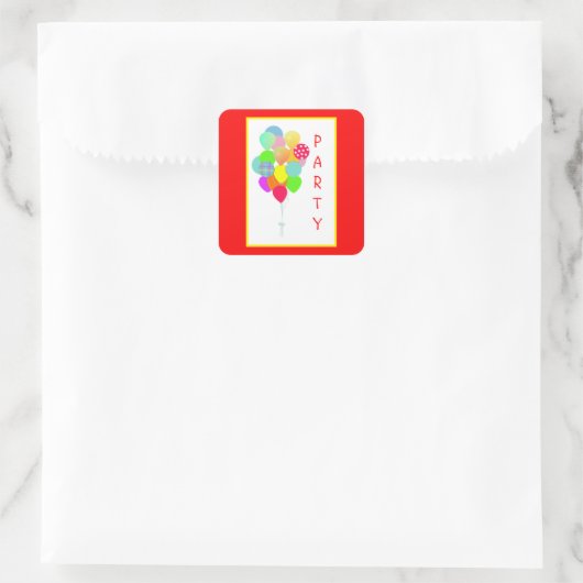 風船カラフル子の誕生日パーティー スクエアシール (バッグ)