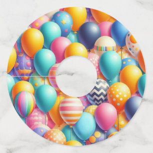 風船カラフル模様 ワイングラスタグ