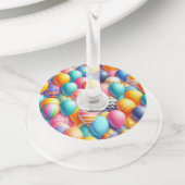 風船カラフル模様 ワイングラスタグ (クローズアップ)