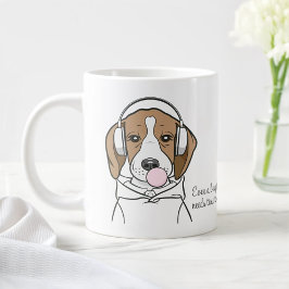 風船ガムを膨らますリラックスしたビーグル犬 かわいい ジャンボコーヒーマグカップ