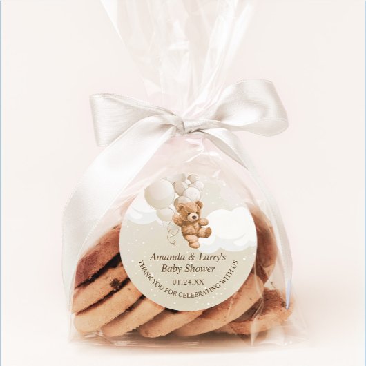 風船シール付きテディベア ラウンドシール