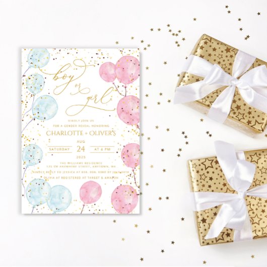 風船ジェンダー表示招待状 招待状