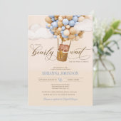 風船ツインボーイ赤ちゃんシャワーを楽しく待つ 招待状 (スタンド正面)