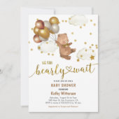 風船テディベア我々は赤ちゃんシャワーを待つことができる 招待状 (正面)