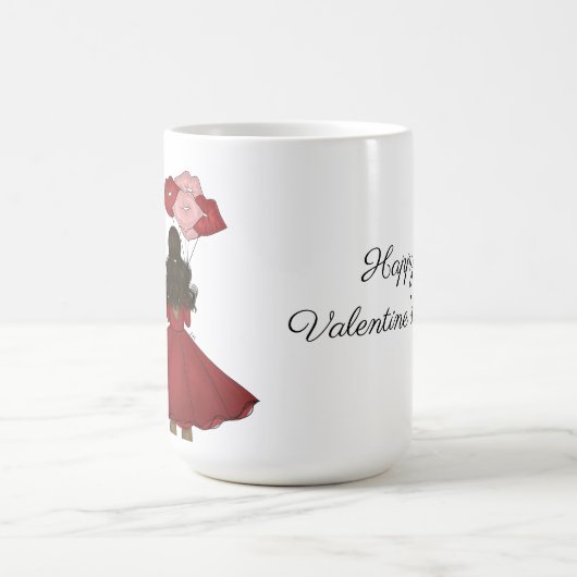 風船バレンタインデーのあるアフリカ系アメリカ人 コーヒーマグカップ (中央)