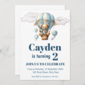 風船パーティーのテディベア招待状 招待状 (正面/裏面)