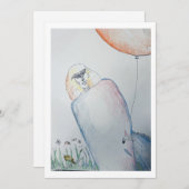 風船パーティーの誕生日カード! 招待状 (正面/裏面)