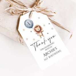 風船ファースト誕生日付き野生のライオン ギフトタグ