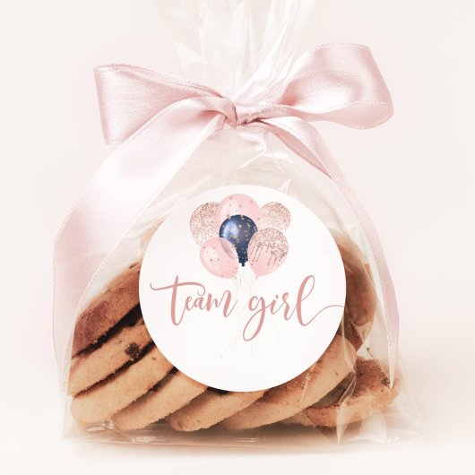 風船ブルーまたはピンクの性別がチームガールを明らかにする ラウンドシール