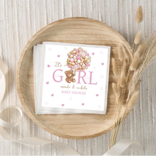 風船ミニマルピンクのボウホベア スタンダードカクテルナプキン