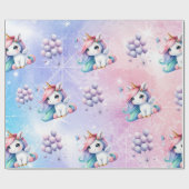 風船ラッピング紙付き美しいユニコーン ラッピングペーパー (フラット)