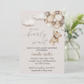 風船付きかわいいクマ赤ちゃんシャワー招待状 招待状 (スタンド正面)