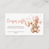 風船付きかわいいクマ |ベビーピンク エンクロージャーカード (正面)