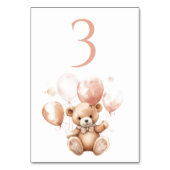 風船付きかわいいクマ |ベビーピンク テーブルナンバー (裏面)