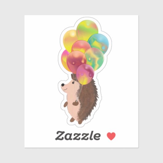 風船付きかわいいハリネズミカラフル類 シール (シート)