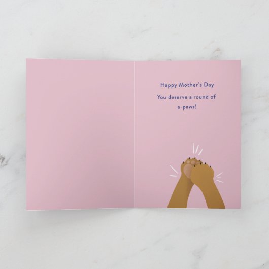 風船付きのかわいい犬お母さんの日帰りグリーティングカード カード (内部)