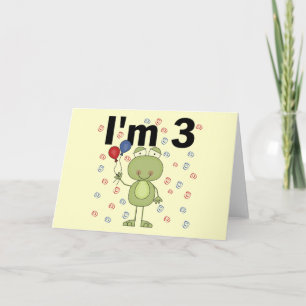 風船付きカエル3歳の誕生日 カード