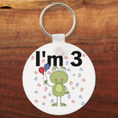 風船付きカエル3歳の誕生日 キーホルダー (正面)
