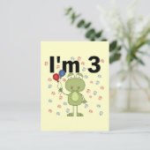 風船付きカエル3歳の誕生日 ポストカード (スタンド正面)