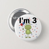 風船付きカエル3歳の誕生日 缶バッジ (正面&裏面)