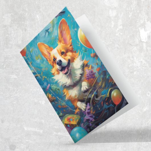 風船付きコルギドッグ誕生日 カード