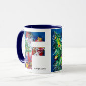 風船付きサンタとクリスマスツリーFモノグラム マグカップ (正面左)