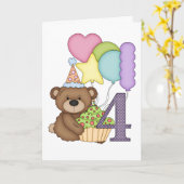 『風船付きテディベアキッズ4誕生日カード』 カード (黄色い花)