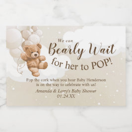 風船付きテディベアミニワイきらめくンラベル スパークリングワインラベル