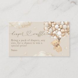 風船付きテディベア中性ベビーシャワー エンクロージャーカード