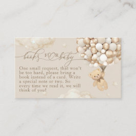 風船付きテディベア中性ベビーシャワー エンクロージャーカード