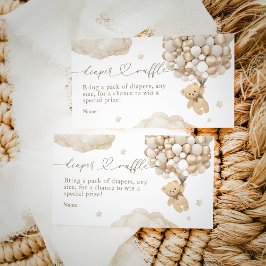 風船付きテディベア中性ベビーシャワー エンクロージャーカード