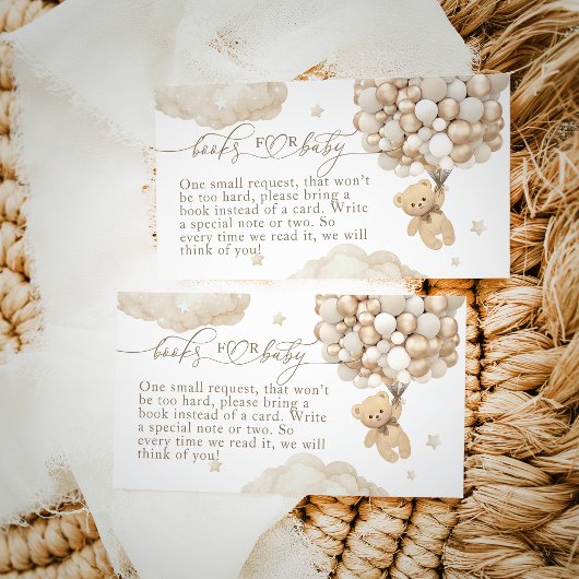 風船付きテディベア中性ベビーシャワー エンクロージャーカード